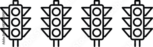 Traffic Light Icons Simple Geometric Shapes for Signals