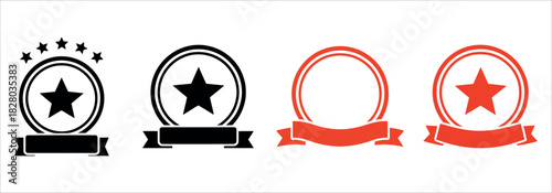 Stunning award badges celebrate achievement in black and red, perfect for highlighting quality, excellence, and recognition in any modern project.