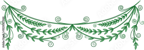Elegant green fern frond swag isolated on, perfect for adding a touch of nature to your designs