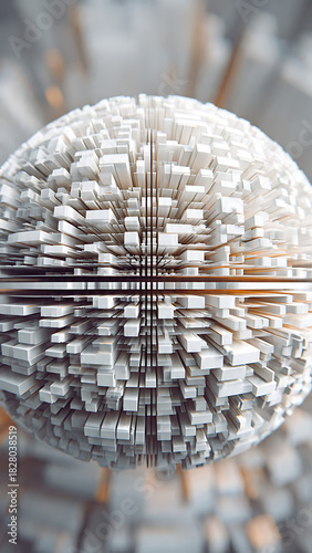 An abstract 3D geometric render of a sphere composed of numerous interlocking segments, symbolizing daily scheduling and multitasking.