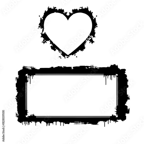 Stencil frame dirty texture heart  and rectangle shape border