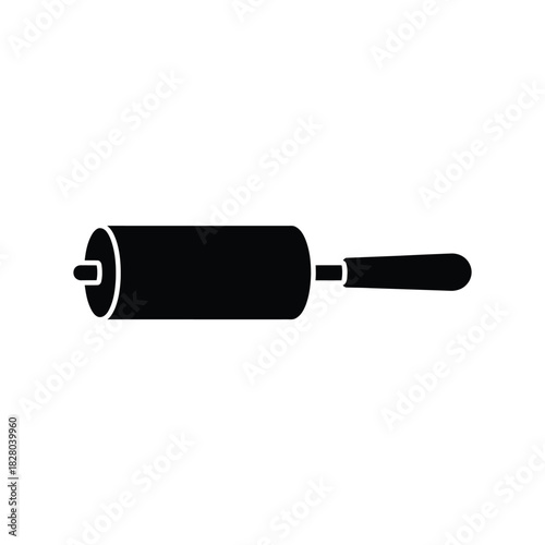 Black lint roller icon on white background brush cleaning