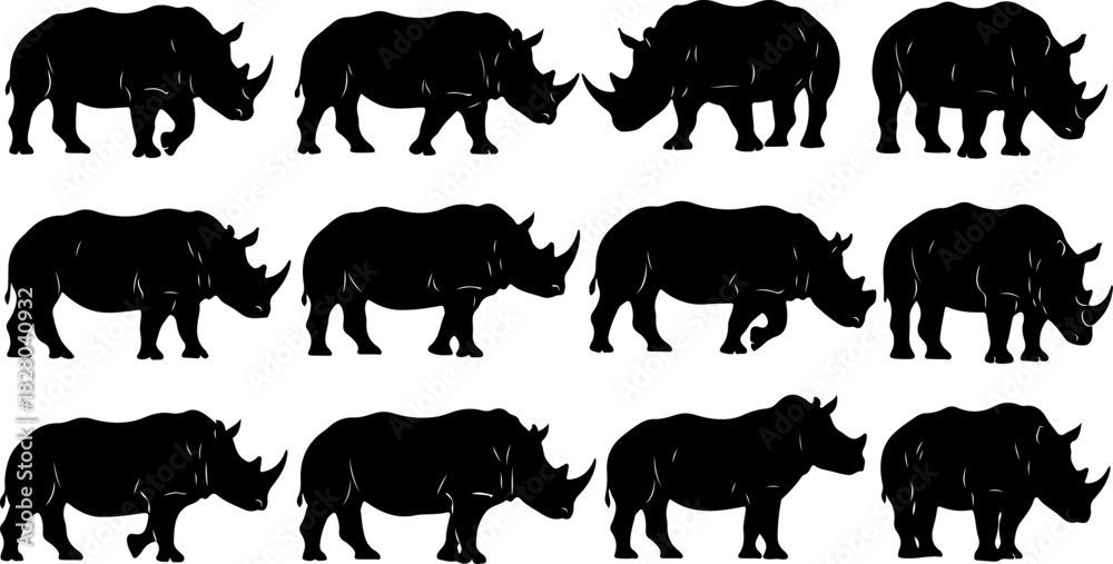 Obraz premium Rhino Silhouette Bundle
