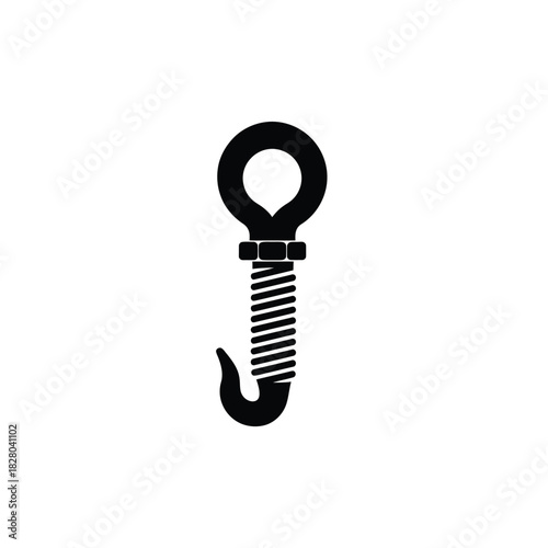 Black metal eye bolt with spring and hook vector