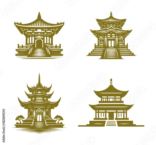 vector set illustration of chinese temple (artwork 1)