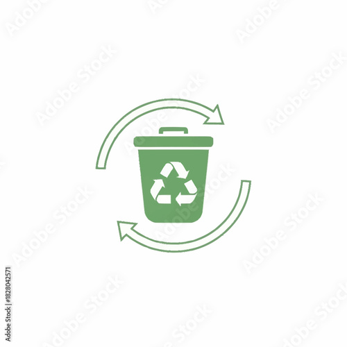 Recycling bin with arrows representing the process of reuse and sustainability.
