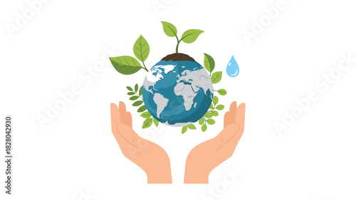 Protecting our precious planet earth with nurturing hands for a sustainable future, promoting environmental awareness and conservation efforts