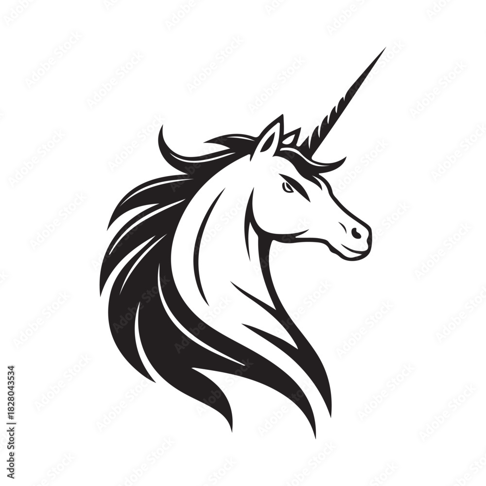 Fototapeta premium Enchanted Unicorn Silhouette Icon.