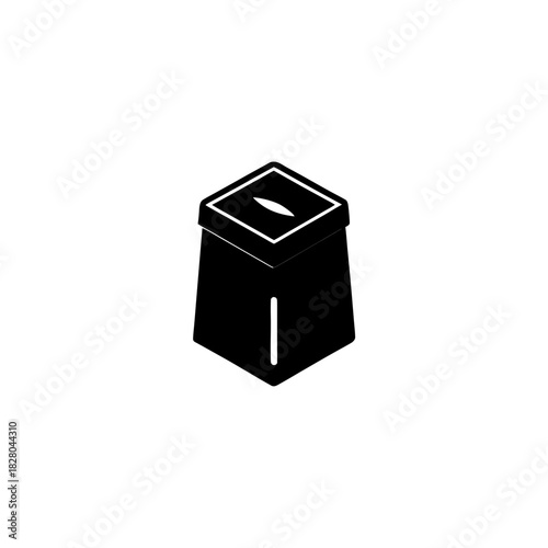Illustration of a donation box in black and white on transparent background silhouette