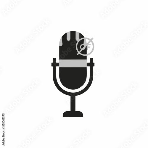 Microphone icon design with modern style for audio recording and voiceover projects. Microphone symbolizes sound production and communication technology for audio artists and educators.