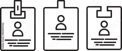 Identification and security line icon set, Flat design identification badge symbol for security access collection. Employee clerk card, driver license, Identification card illustration,
