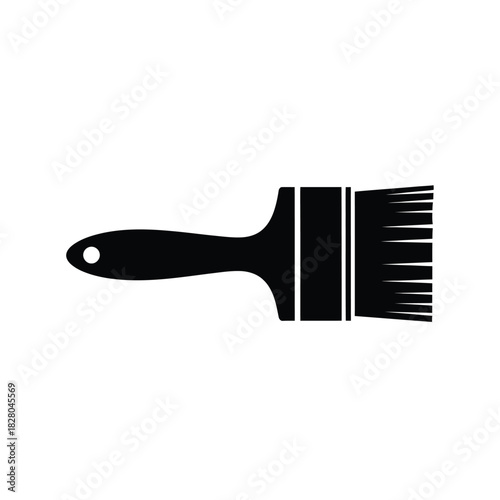 Black paint brush silhouette on white background tool 2