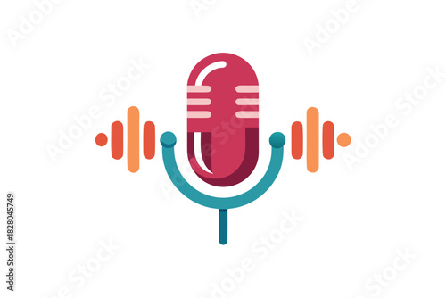 mic voice wave outline  