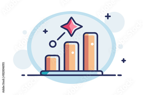 bar graph spark arrow outline icon