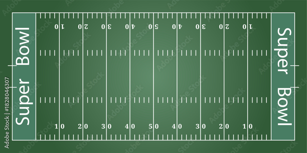 Obraz premium Board American football field green, top view