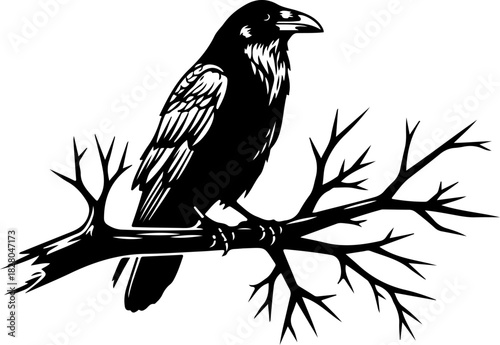 Howling Raven Silhouette Art