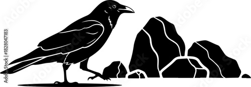 Howling Raven Silhouette Art