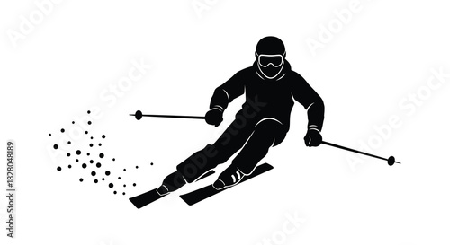 Skier in action on the slopes silhouette