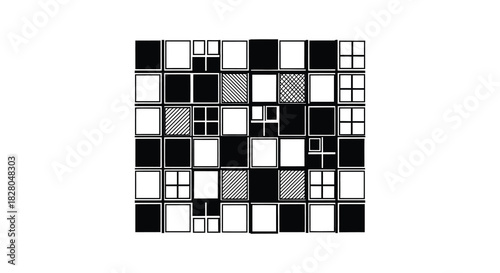 Abstract building facade with windows and balconies silhouette