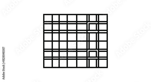 Abstract grid pattern of intersecting lines in black and white silhouette