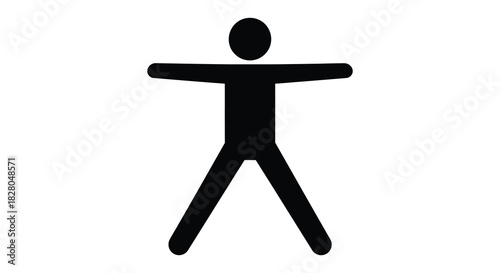 Simple stick figure with arms outstretched in black silhouette
