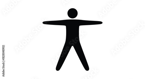 Simple abstract human figure with arms outstretched silhouette