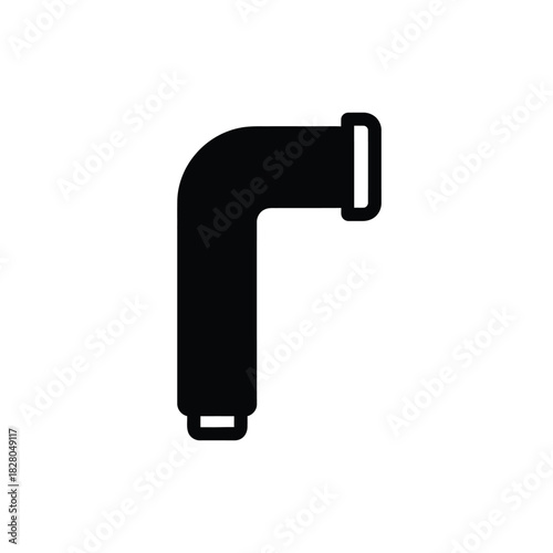 Black pipe elbow fitting isolated on white background