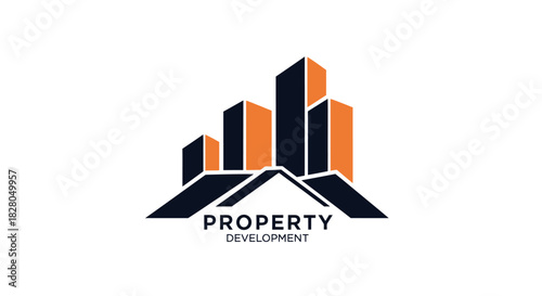 A stylized logo depicting abstract buildings with orange and black colors, representing property development.