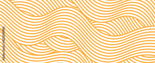 Yellow instant noodle, pasta and spaghetti texture with geometric wavy lines. Ramen, pasta vector pattern. Background abstract food illustration