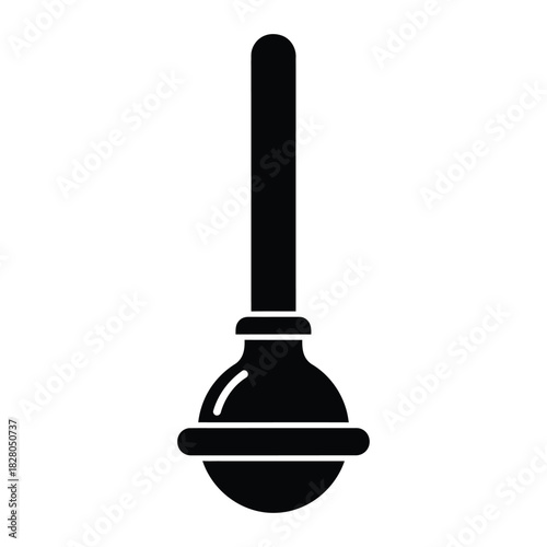 Black plunger icon on white background tool cleaning