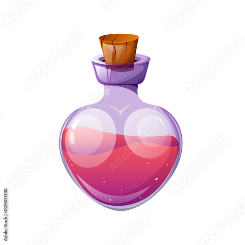 Love Potion Bottle | Heart-Shaped Magic Elixir | Vector Illustration