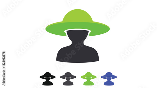 Incognito User Profile Avatar Icon with Wide Brim Hat Vector Illustration