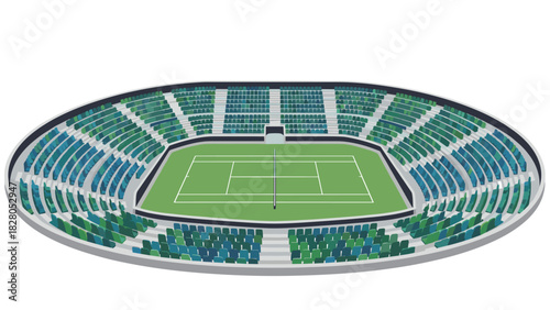 Dynamic tennis stadium illustration, perfect for sports publications or event promotions worldwide