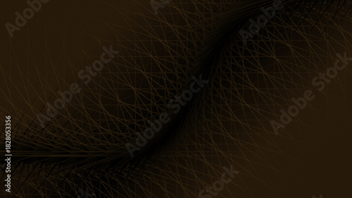 A dynamic and moody abstract brown background.The image features a dense concentration of fine, overlapping, and intersecting wavy lines creating a complex pattern.