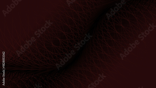 A dynamic and moody abstract red background.The image features a dense concentration of fine, overlapping, and intersecting wavy lines creating a complex pattern.