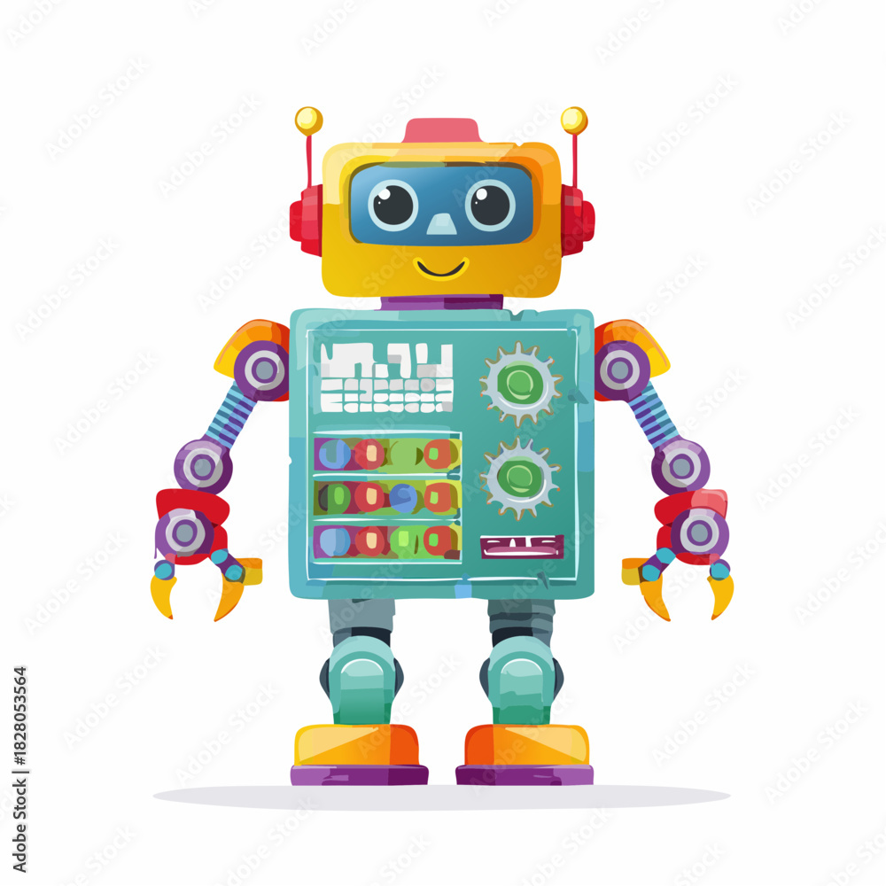 custom made wallpaper toronto digitalColorful Robot Illustration Friendly AI Character for Technology, Science, and Education Projects