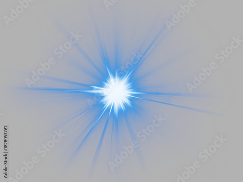 A radiant blue starburst with sharp lines emanating from a central point, creating a dynamic and energetic visual effect isolated on transparent background