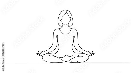 A person sits in a meditative pose with legs crossed and hands resting on knees.