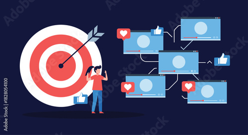 Video content syndication and targeted distribution strategy with a woman a target and multiple video players with social likes.