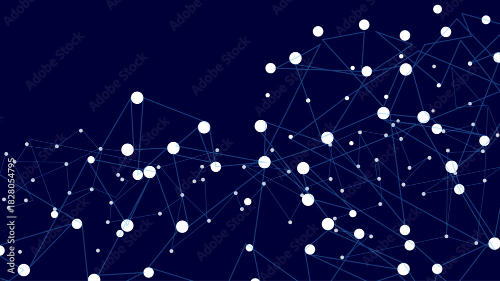 Fototapeta premium Dark Blue Futuristic Network Background – Abstract Digital Connections with Glowing Nodes and Lines for Technology, AI, Cyber, Data, and Innovation Themes