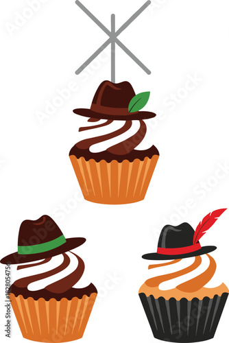 German Festival Food and Traditional Dessert Vector Illustration.