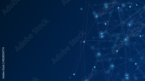 Dark Blue Futuristic Network Background – Abstract Digital Connections with Glowing Nodes and Lines for Technology, AI, Cyber, Data, and Innovation Themes