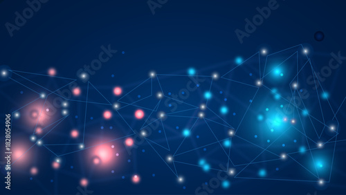 Dark Blue Futuristic Network Background – Abstract Digital Connections with Glowing Nodes and Lines for Technology, AI, Cyber, Data, and Innovation Themes