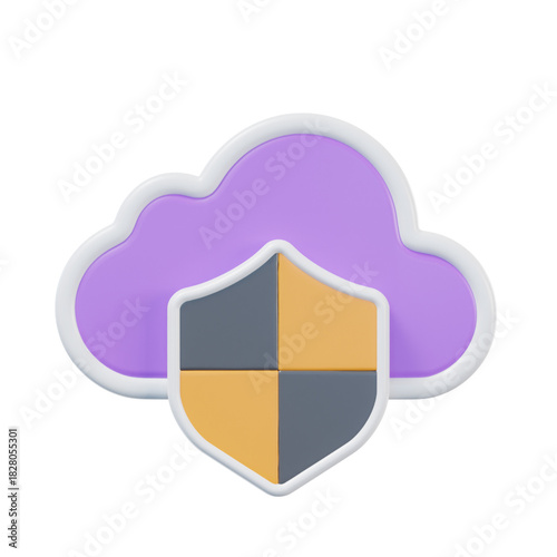 Secure Cloud Computing Concept with a Vivid 3D Shield Icon Illustrating Robust Data Protection, Digital Safety, and Cybersecurity Measures for Online Storage and Privacy