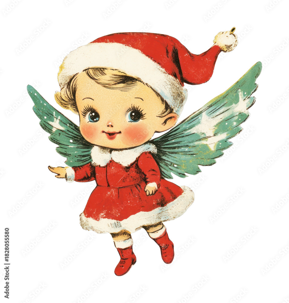 Obraz premium PNG Vintage Christmas angel illustration.