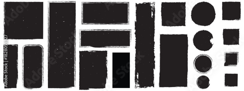 Crayon drawn black grunge rectangles and squares with rough edges. Childish text boxes, empty speech bubbles,Black grunge frames.Hand drawn crayon grunge brush rectangle text ...