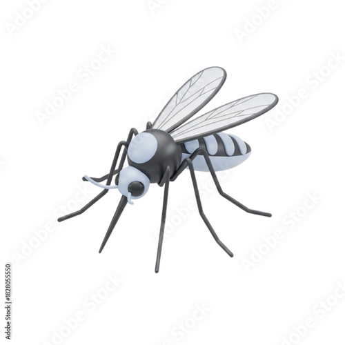 3D cartoon mosquito illustration with a playful and stylized design on a white background