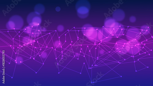 Neon Futuristic Network Connections Background – Glowing Purple Tech Lines, Abstract Digital Mesh and Cyber UI Pattern