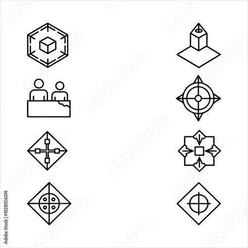 A Strategic Professional Planning Icon Symbol, Showcasing Management and Development in a Flat Design Minimalist Vector for Digital Business Growth Success Strategy.