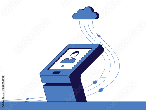 Digital kiosk displays user profile information connected to the cloud.